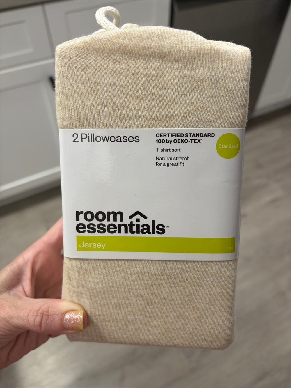 Room Essentials Jersey Pillowcase Set in Cream Heather (2-Pack)